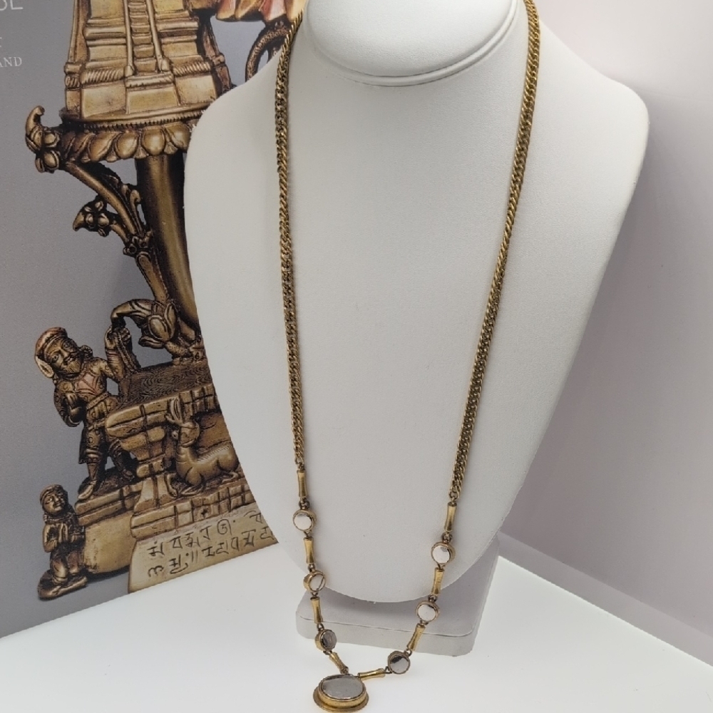 J. Crew Gold and Mirrored Pendant Rope Necklace